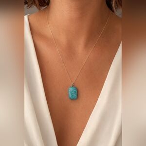 TURQUOISE NATURAL STONE 925 SILVER NECKLACE
